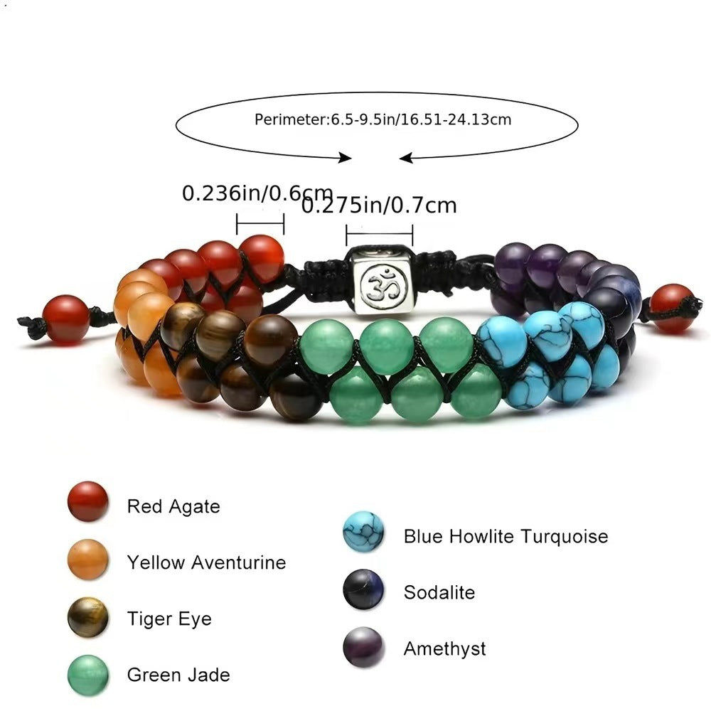 Fengshui Bracelet | 7 Chakra Multi-layer Yoga Bracelet Adjustable Woven Rope Chain
