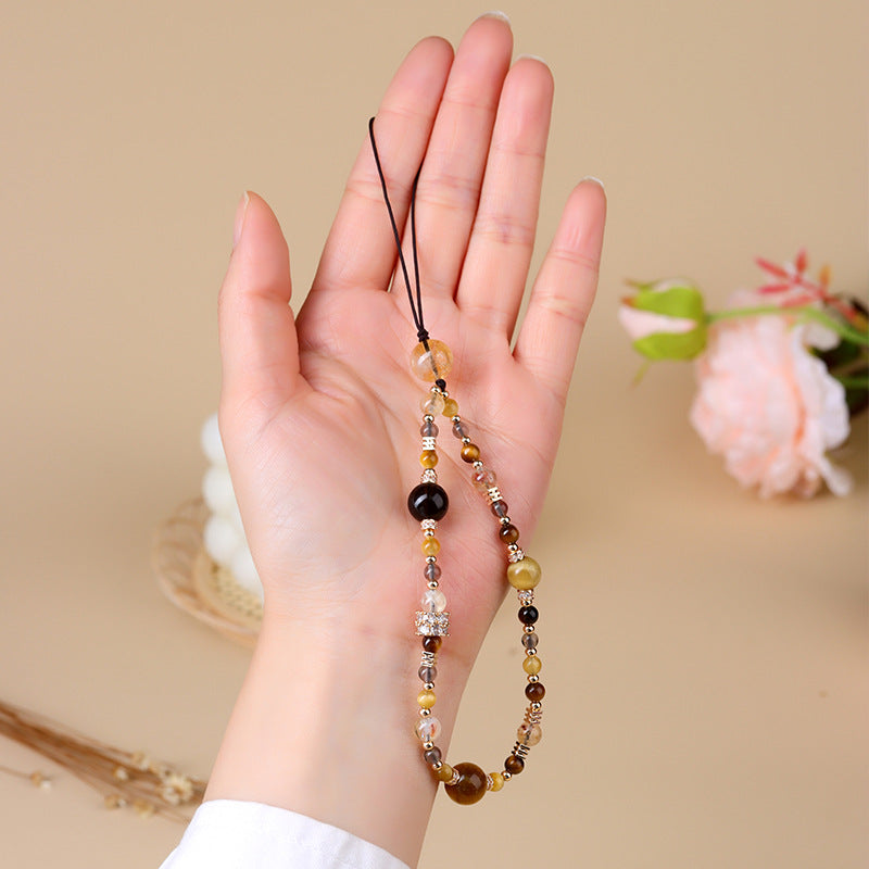 Fengshui chain | Five Elements Gold Natural Crystal Mobile Phone Chain