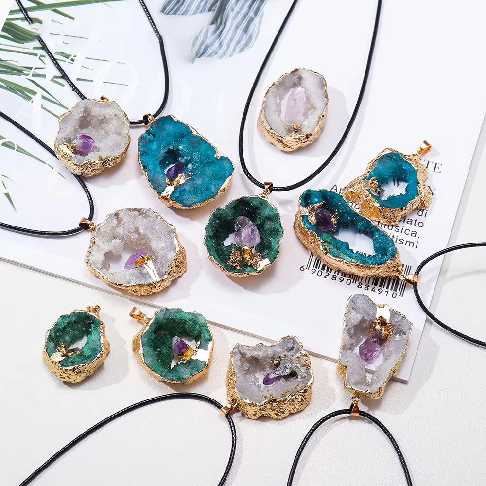 Fengshui Necklace| Natural cave crystal pendant energy gem jewelry necklace
