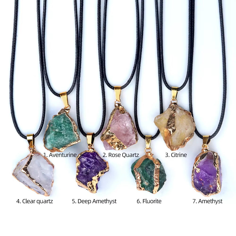 Fengshui Pendant |25-35mm Irregular Shape Natural Stone Crystal Necklaces Pendant Gold Color Wrap Charms for Jewelry Making DIY Earrings Accessory