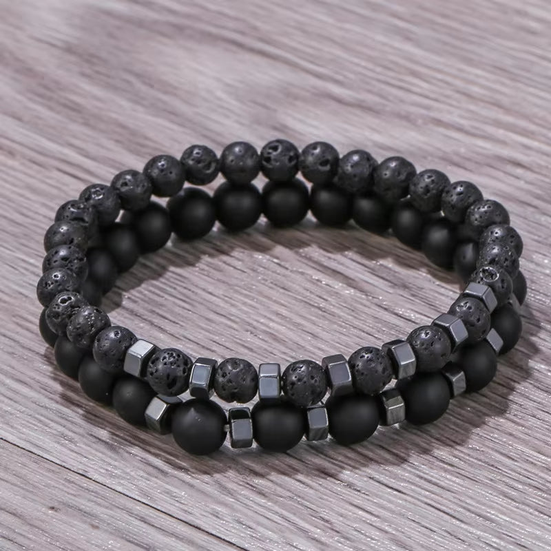 Fengshui Bracelet | Black Bead Natural Stone 2pcs/set