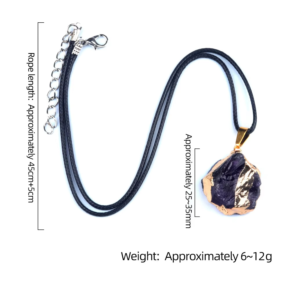 Fengshui Pendant |25-35mm Irregular Shape Natural Stone Crystal Necklaces Pendant Gold Color Wrap Charms for Jewelry Making DIY Earrings Accessory