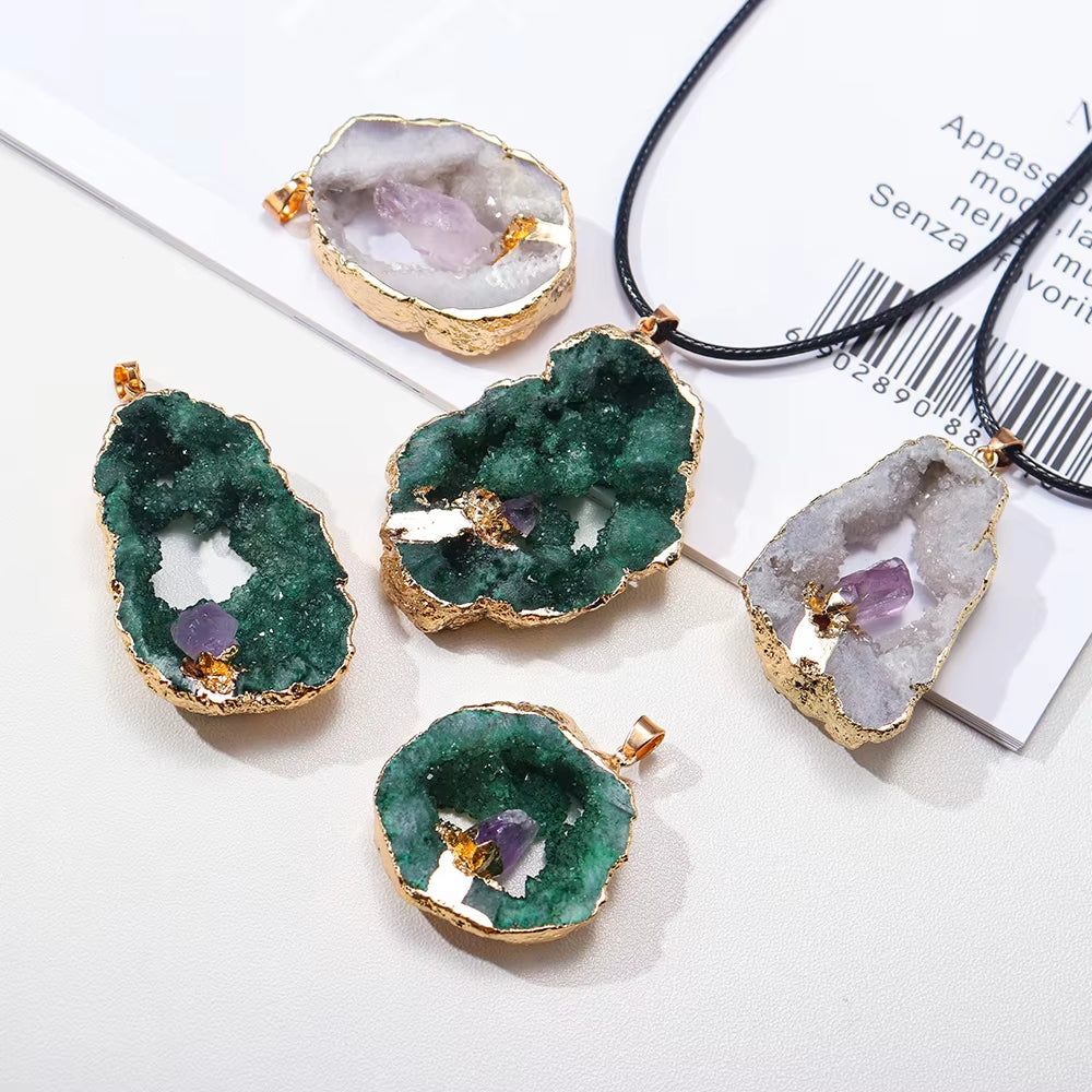 Fengshui Necklace| Natural cave crystal pendant energy gem jewelry necklace