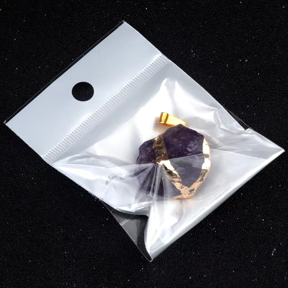 Fengshui Pendant |25-35mm Irregular Shape Natural Stone Crystal Necklaces Pendant Gold Color Wrap Charms for Jewelry Making DIY Earrings Accessory