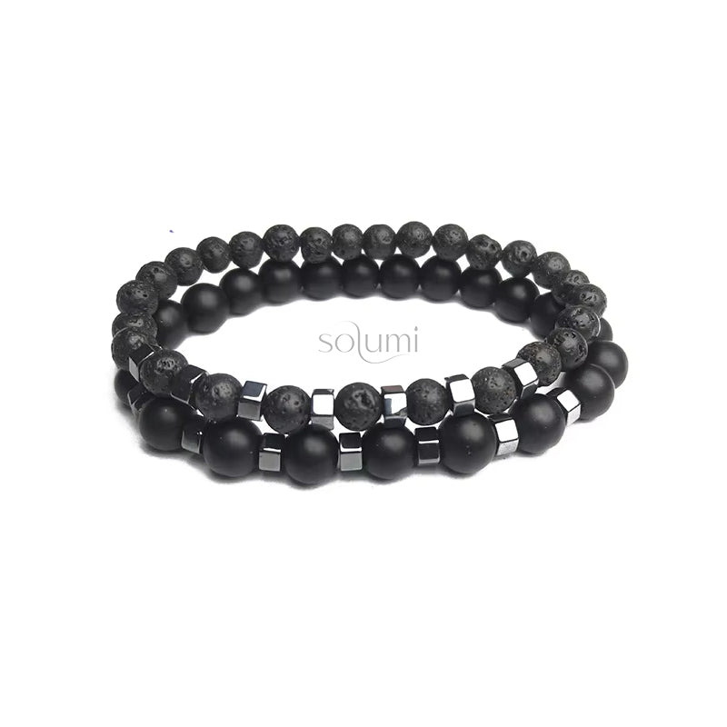 Fengshui Bracelet | Black Bead Natural Stone 2pcs/set