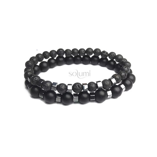 Fengshui Bracelet |  Black Bead Natural Stone 2pcs/set