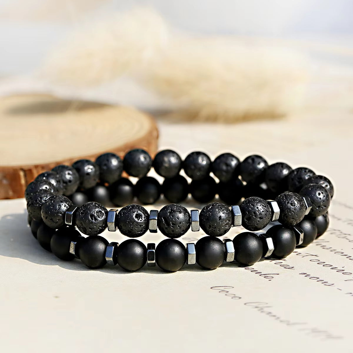 Fengshui Bracelet | Black Bead Natural Stone 2pcs/set