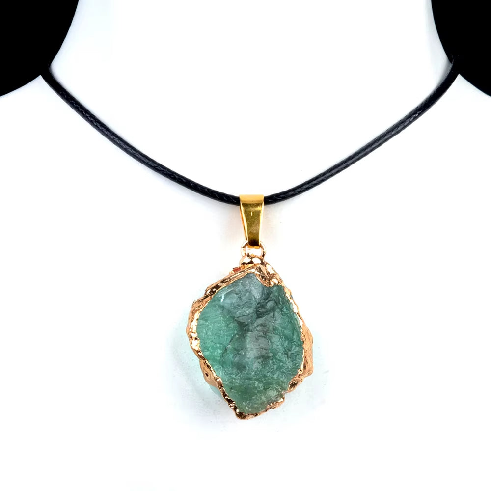 Fengshui Pendant |25-35mm Irregular Shape Natural Stone Crystal Necklaces Pendant Gold Color Wrap Charms for Jewelry Making DIY Earrings Accessory