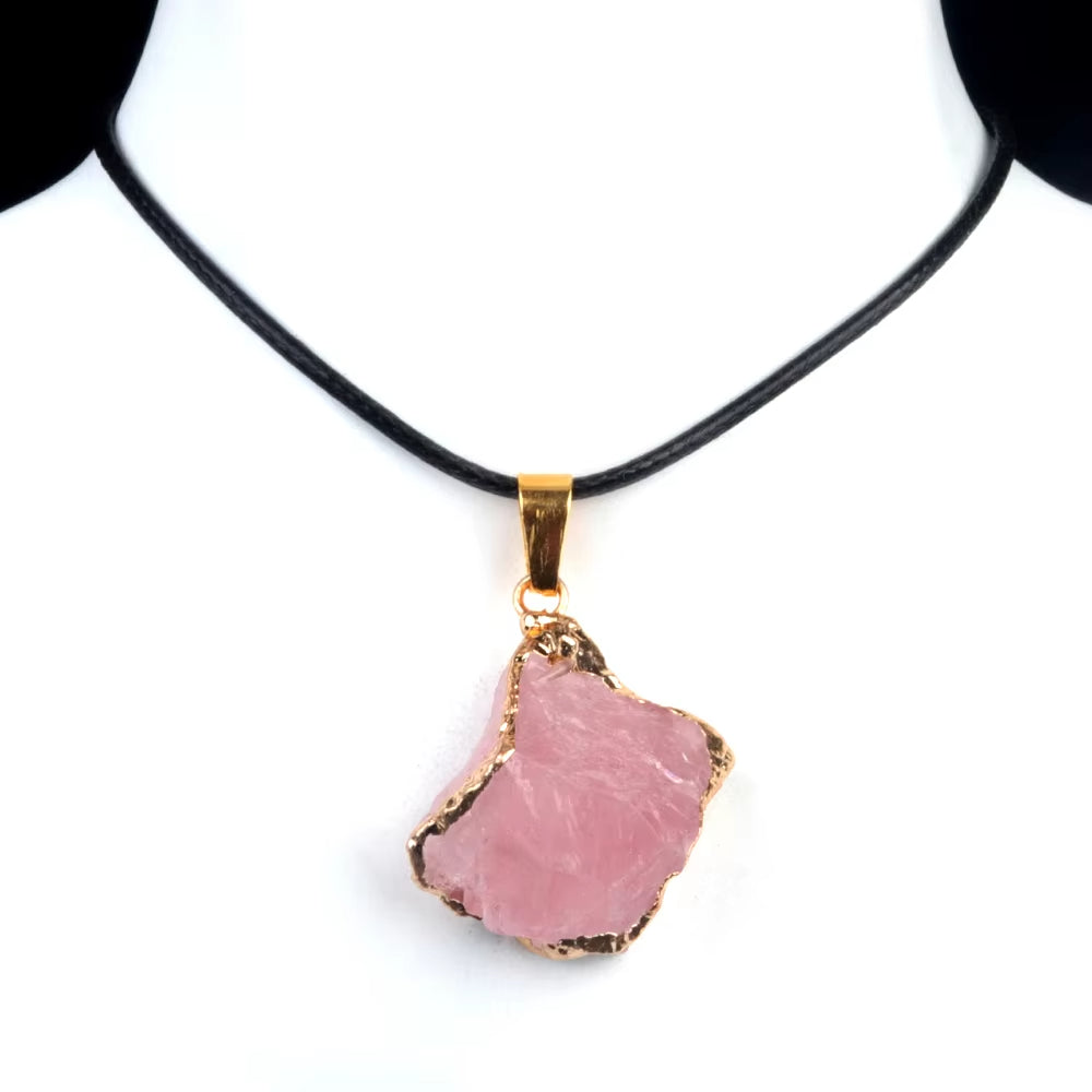 Fengshui Pendant |25-35mm Irregular Shape Natural Stone Crystal Necklaces Pendant Gold Color Wrap Charms for Jewelry Making DIY Earrings Accessory