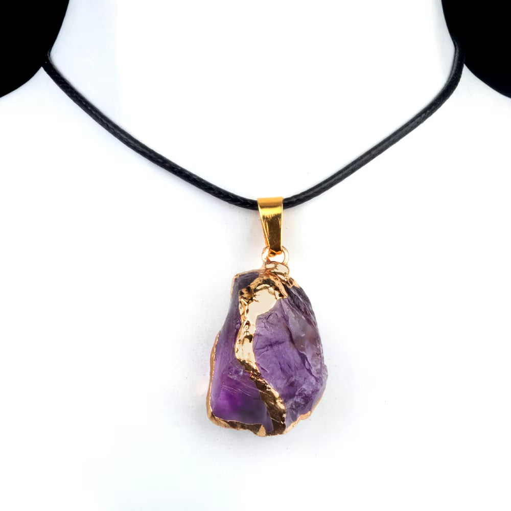 Fengshui Pendant |25-35mm Irregular Shape Natural Stone Crystal Necklaces Pendant Gold Color Wrap Charms for Jewelry Making DIY Earrings Accessory