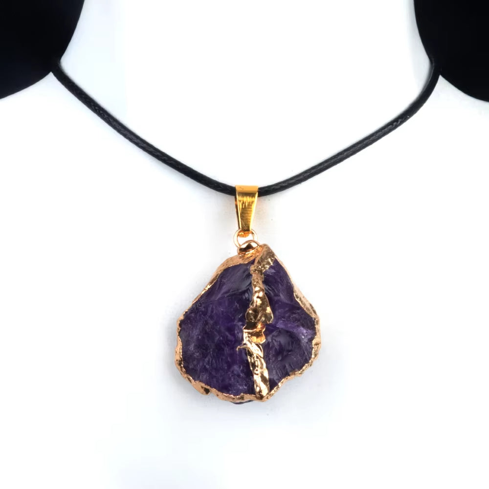 Fengshui Pendant |25-35mm Irregular Shape Natural Stone Crystal Necklaces Pendant Gold Color Wrap Charms for Jewelry Making DIY Earrings Accessory