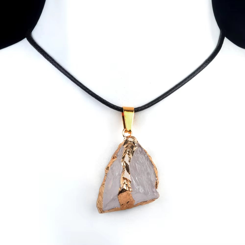 Fengshui Pendant |25-35mm Irregular Shape Natural Stone Crystal Necklaces Pendant Gold Color Wrap Charms for Jewelry Making DIY Earrings Accessory