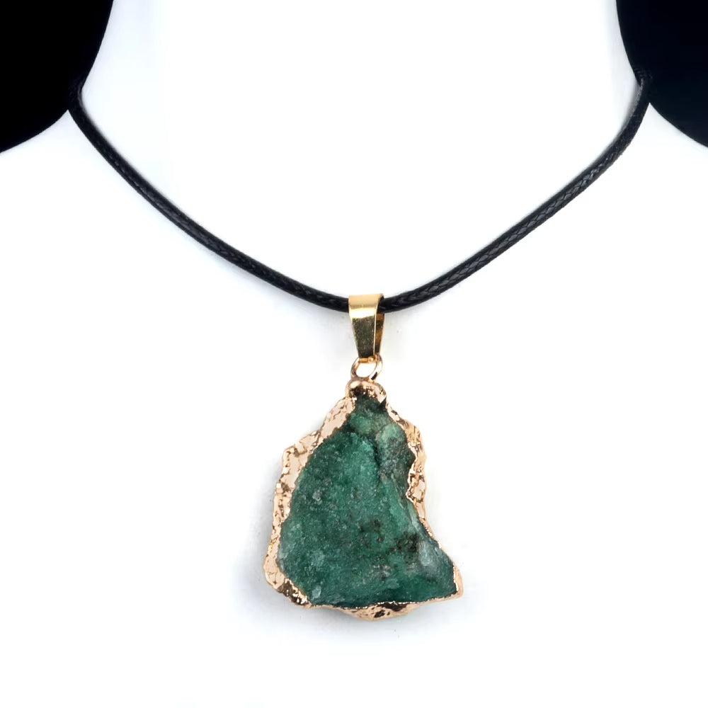 Fengshui Pendant |25-35mm Irregular Shape Natural Stone Crystal Necklaces Pendant Gold Color Wrap Charms for Jewelry Making DIY Earrings Accessory