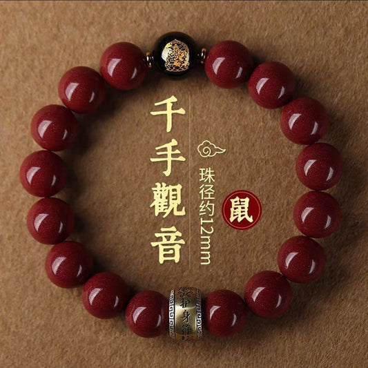 Feng Shui Bracelet | Natural Mineral Cinnabar Amulet Bracelet Twelve Zodiac Signs