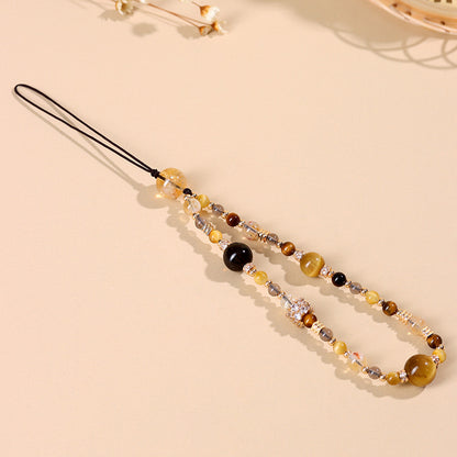 Fengshui chain | Five Elements Gold Natural Crystal Mobile Phone Chain