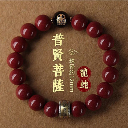 Feng Shui Bracelet | Natural Mineral Cinnabar Amulet Bracelet Twelve Zodiac Signs