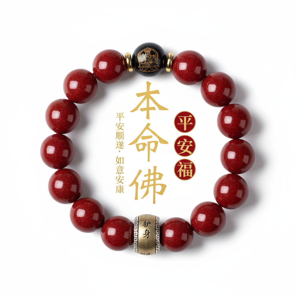 Feng Shui Bracelet | Natural Mineral Cinnabar Amulet Bracelet Twelve Zodiac Signs