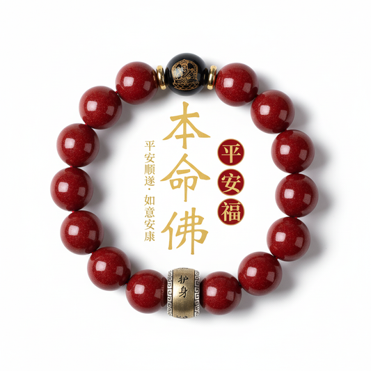 Feng Shui Bracelet | Natural Mineral Cinnabar Amulet Bracelet Twelve Zodiac Signs