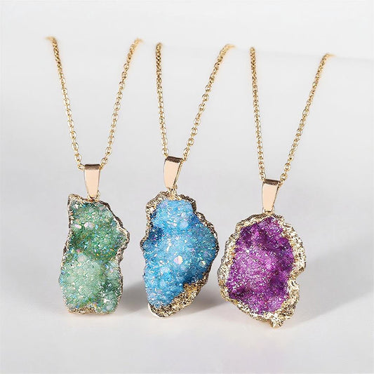 Feng Shui Necklace For Healing  | Irregular Natural Rainbow Quartz Stone Necklace