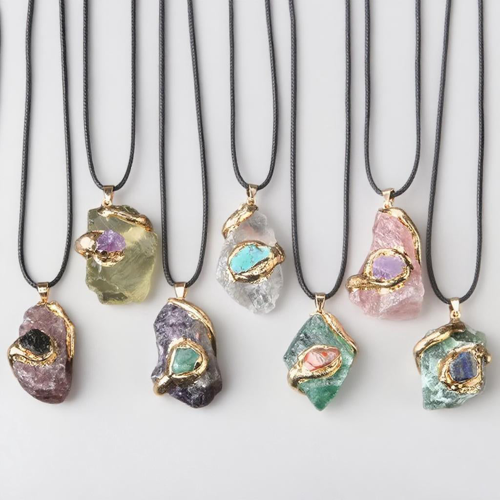 Fengshui Necklace for Healing | Natural Crystal  Gold Plated Pendant Necklace
