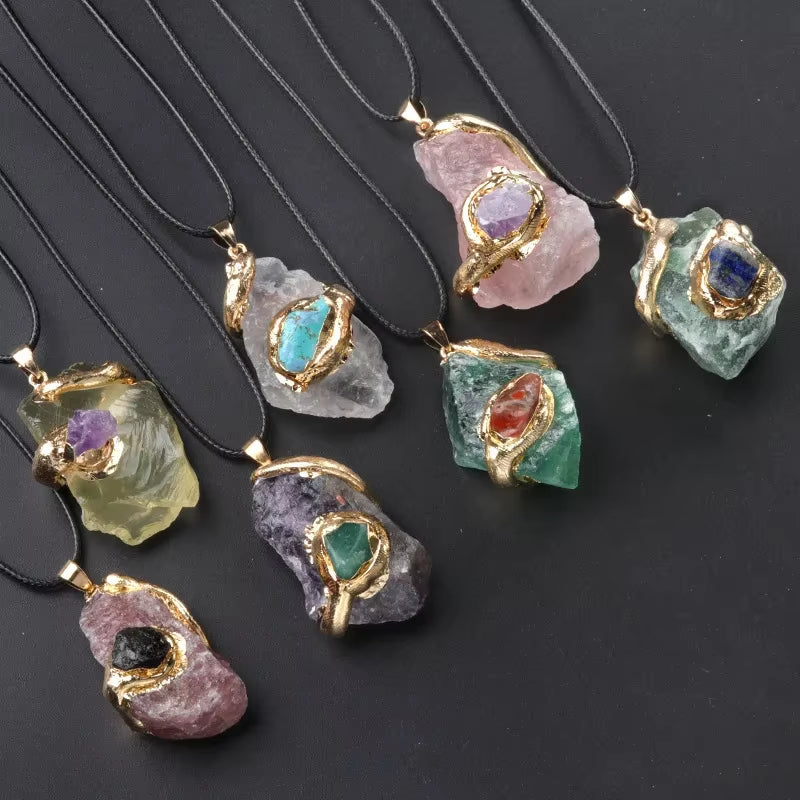 Fengshui Necklace for Healing | Natural Crystal  Gold Plated Pendant Necklace