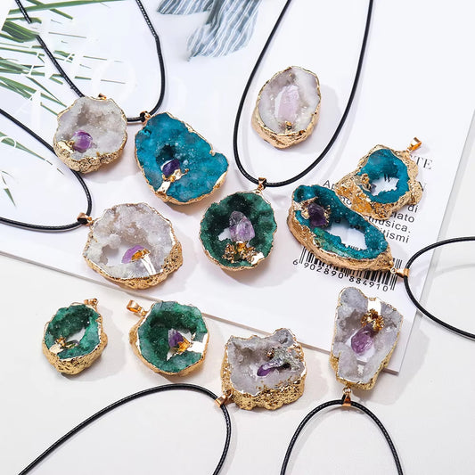 Fengshui Necklace| Natural  cave crystal pendant energy gem jewelry necklace