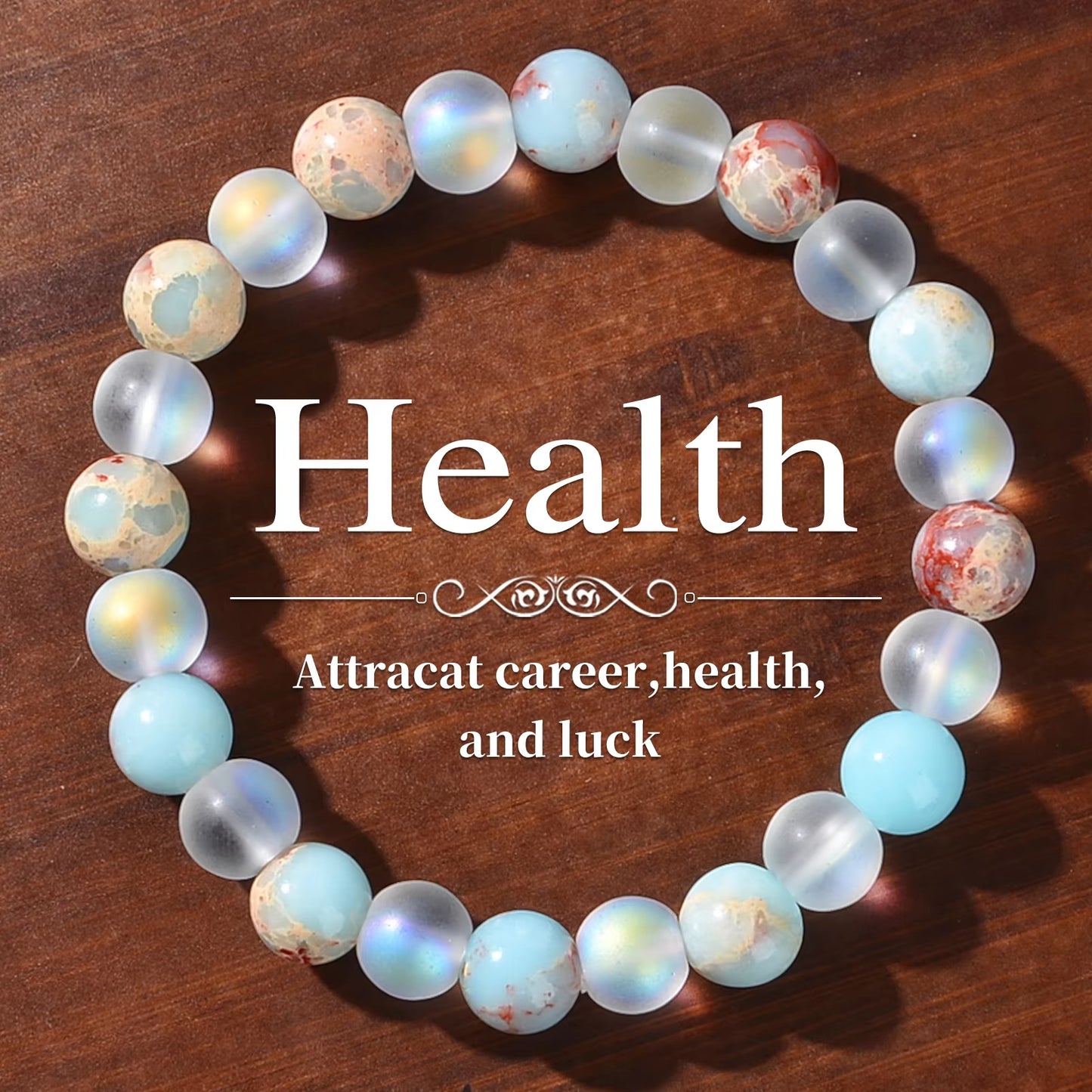 Fengshui Bracelet  | Aura Quartz and Ocean Sediment Beaded Crystal Bracelet