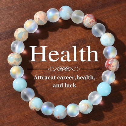 Fengshui Bracelet  | Aura Quartz and Ocean Sediment Beaded Crystal Bracelet