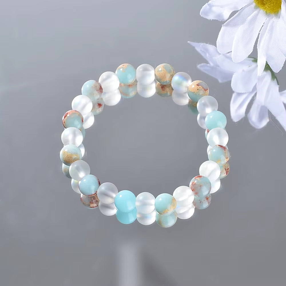 Fengshui Bracelet  | Aura Quartz and Ocean Sediment Beaded Crystal Bracelet