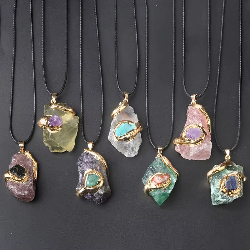 Fengshui Necklace for Healing | Natural Crystal  Gold Plated Pendant Necklace