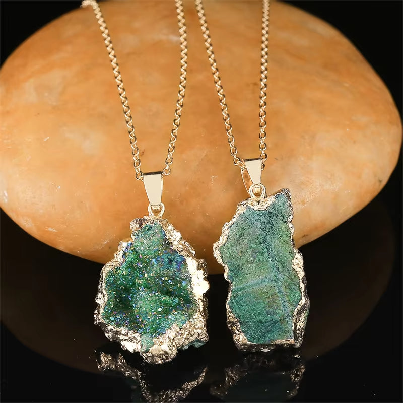 Feng Shui Necklace For Healing  | Irregular Natural Rainbow Quartz Stone Necklace