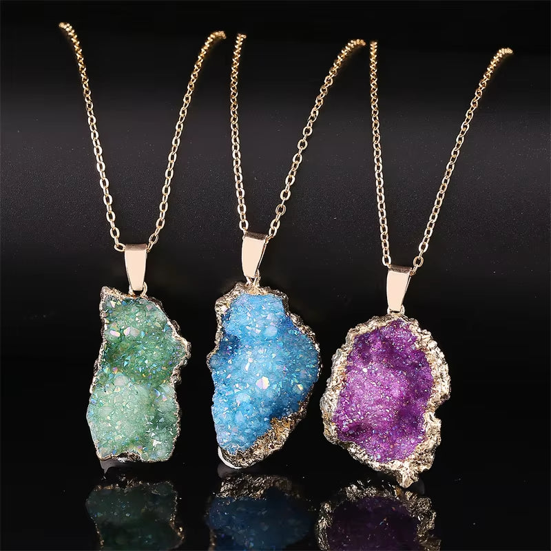 Feng Shui Necklace For Healing  | Irregular Natural Rainbow Quartz Stone Necklace