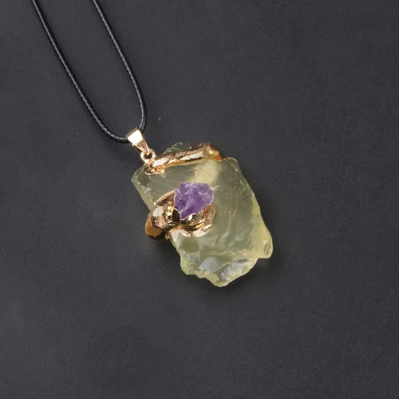 Fengshui Necklace for Healing | Natural Crystal  Gold Plated Pendant Necklace