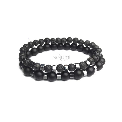 Fengshui Bracelet |  Black Bead Natural Stone 2pcs/set