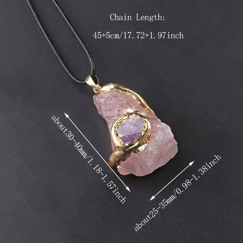 Fengshui Necklace for Healing | Natural Crystal  Gold Plated Pendant Necklace
