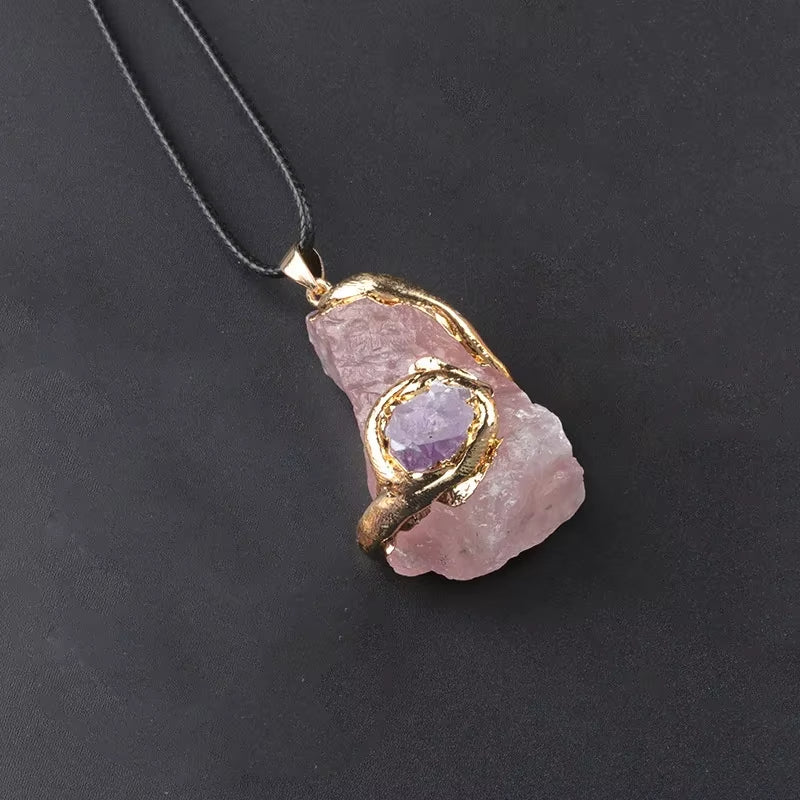 Fengshui Necklace for Healing | Natural Crystal  Gold Plated Pendant Necklace