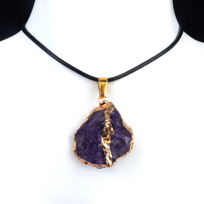 Fengshui Pendant |25-35mm Irregular Shape Natural Stone Crystal Necklaces Pendant Gold Color Wrap Charms for Jewelry Making DIY Earrings Accessory