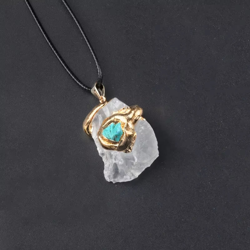 Fengshui Necklace for Healing | Natural Crystal  Gold Plated Pendant Necklace