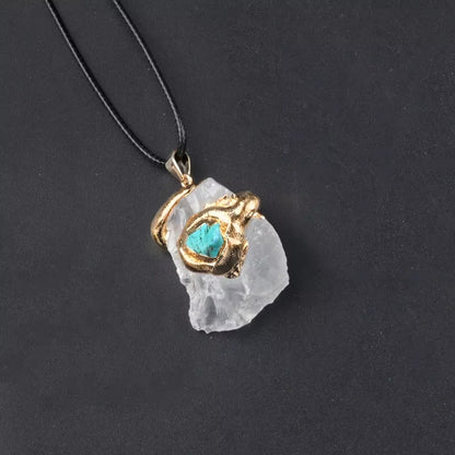 Fengshui Necklace for Healing | Natural Crystal  Gold Plated Pendant Necklace