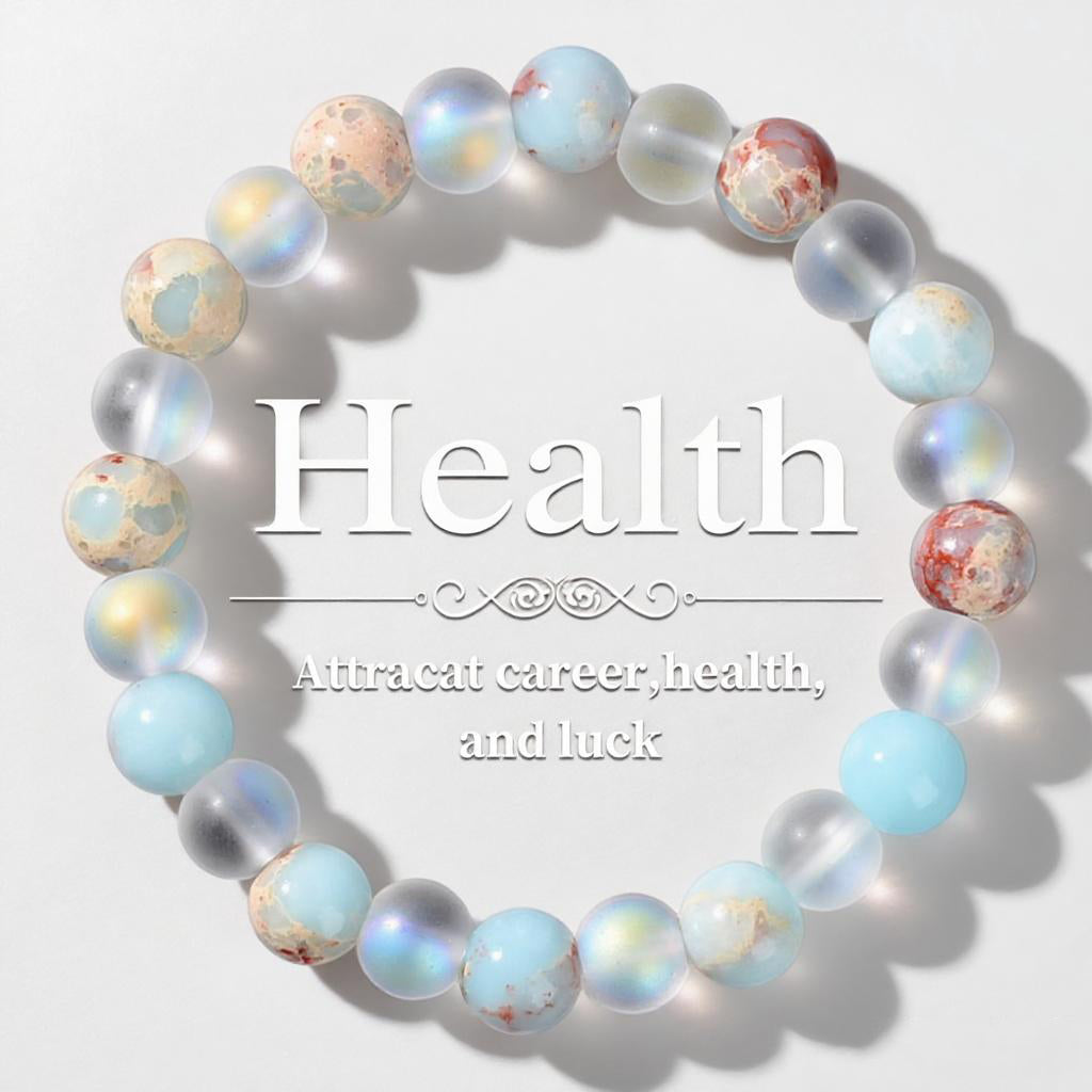 Fengshui Bracelet  | Aura Quartz and Ocean Sediment Beaded Crystal Bracelet