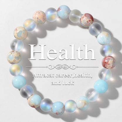 Fengshui Bracelet  | Aura Quartz and Ocean Sediment Beaded Crystal Bracelet