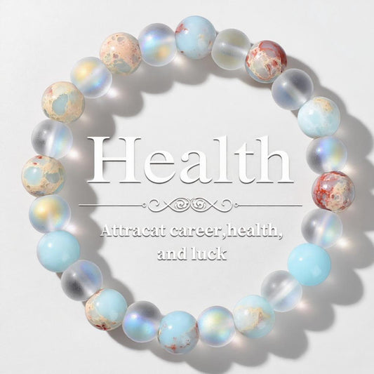 Fengshui Bracelet  | Aura Quartz and Ocean Sediment Beaded Crystal Bracelet